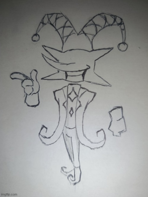 I had a user by the name of Shadowskul draw this guy his name is Testellar and he is a Tenna/Jevil swap design | image tagged in testellar,jevil,tenna | made w/ Imgflip meme maker