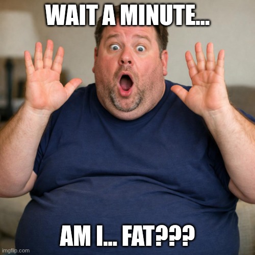 meme | wait a minute... am i... FAT??? | image tagged in fat | made w/ Imgflip meme maker