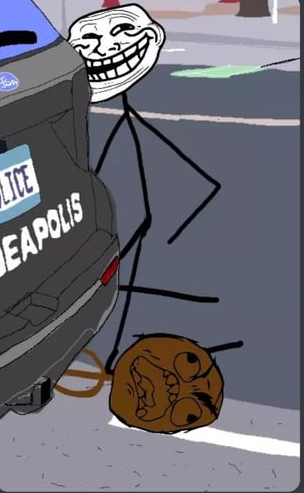 Trollface Kneeling on George Floyd's neck Blank Meme Template