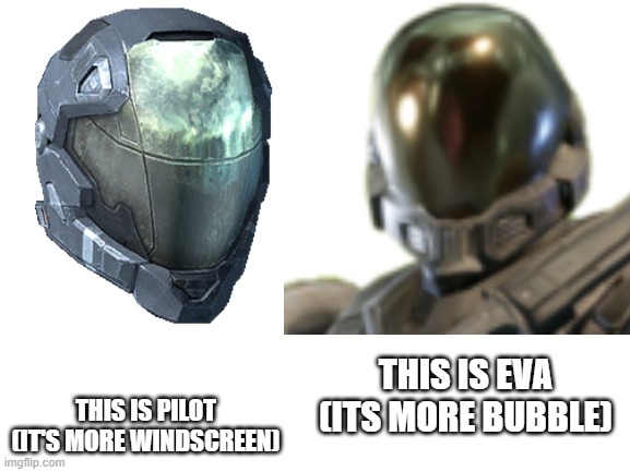 This is EVA (its more bubble) This is Pilot (it's more windscreen) | image tagged in blank white template | made w/ Imgflip meme maker
