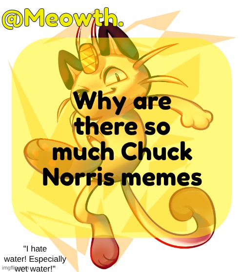 i swear if you get slimed out in this generation you're cooked | Why are there so much Chuck Norris memes | image tagged in meowth | made w/ Imgflip meme maker