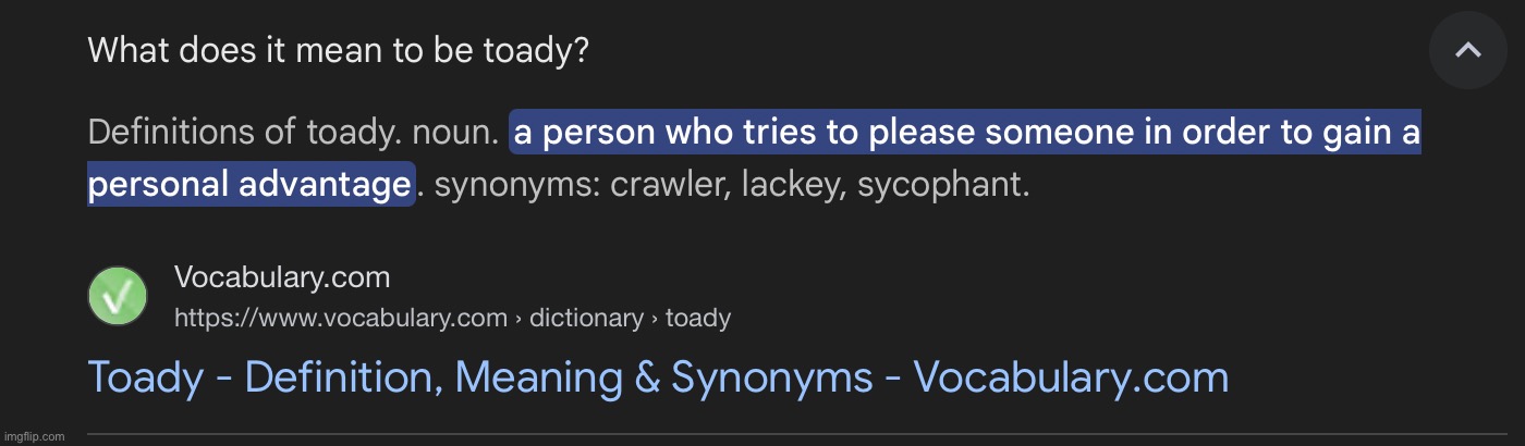 i googled what it means to be toady and i got this | made w/ Imgflip meme maker