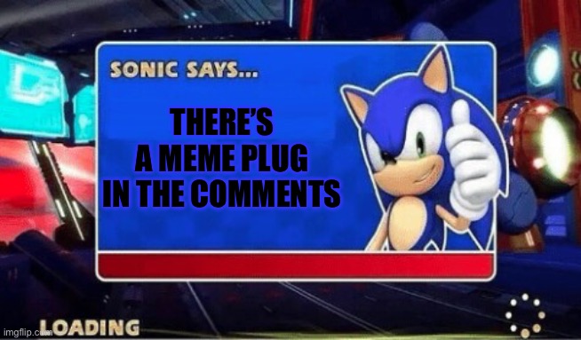 Sonic says… | There’s a meme plug in the comments | image tagged in sonic says | made w/ Imgflip meme maker
