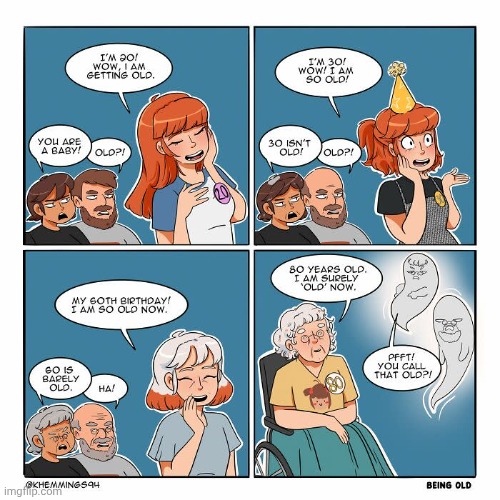 Older and older by the minute | image tagged in old,older,ghosts,comics,comics/cartoons,age | made w/ Imgflip meme maker