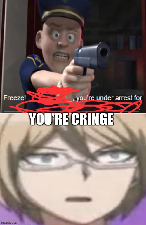 FREEZE! | You're cringe | image tagged in the incredibles police officer | made w/ Imgflip meme maker
