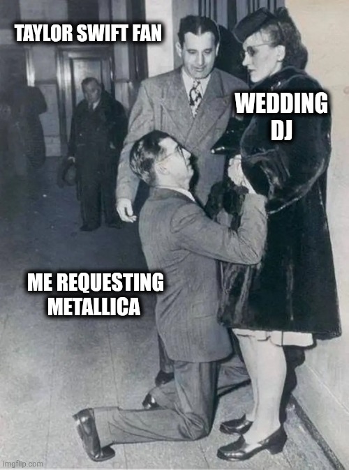 Swifty | Taylor Swift Fan; Wedding DJ; Me requesting Metallica | image tagged in funny | made w/ Imgflip meme maker