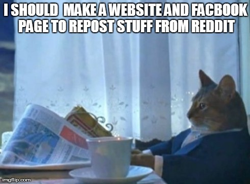 I Should Buy A Boat Cat Meme | I SHOULD  MAKE A WEBSITE AND FACBOOK PAGE TO REPOST STUFF FROM REDDIT | image tagged in memes,i should buy a boat cat | made w/ Imgflip meme maker