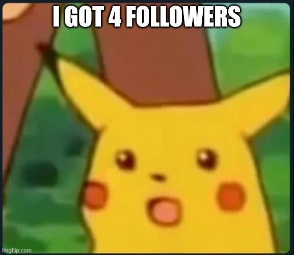 Surprised Pikachu | I got 4 followers | image tagged in surprised pikachu | made w/ Imgflip meme maker