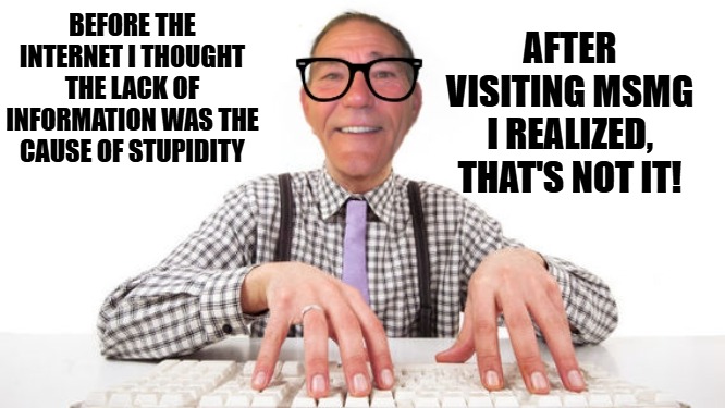 kewlew | After visiting MSMG I realized, That's not it! Before the internet I thought the lack of information was the cause of stupidity | image tagged in kewlew | made w/ Imgflip meme maker