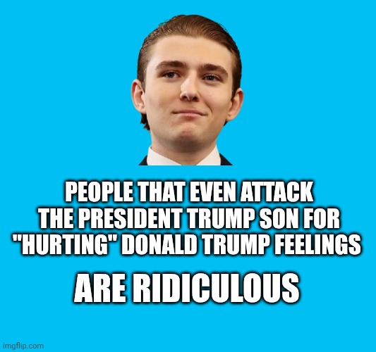 Pathetic leftists | People that even attack the president Trump son for "hurting" Donald Trump feelings; Are ridiculous | made w/ Imgflip meme maker