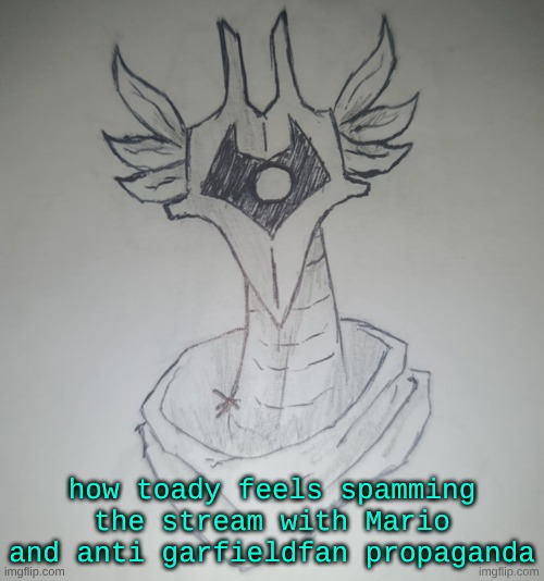 remember when she was permabanned and we were allowed to ban any alts she made | how toady feels spamming the stream with Mario and anti garfieldfan propaganda | image tagged in hunter temp by shadowskul | made w/ Imgflip meme maker