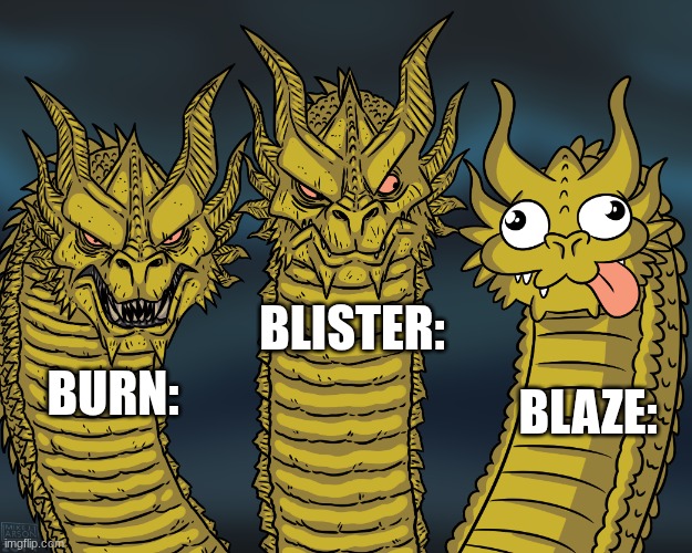Sandwing sisters | Blister:; Blaze:; Burn: | image tagged in king ghidorah,wings of fire | made w/ Imgflip meme maker