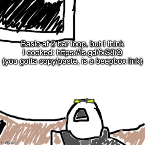 The Aggressive Combatant | Basic af 2 bar loop, but I think I cooked: https://is.gd/fxS8iQ (you gotta copy/paste, is a beepbox link) | image tagged in the aggressive combatant | made w/ Imgflip meme maker