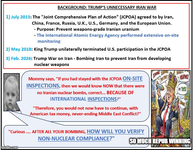 Unnecessary Republican War on Iran | so much repub winning | image tagged in unnecessary republican war on iran | made w/ Imgflip meme maker