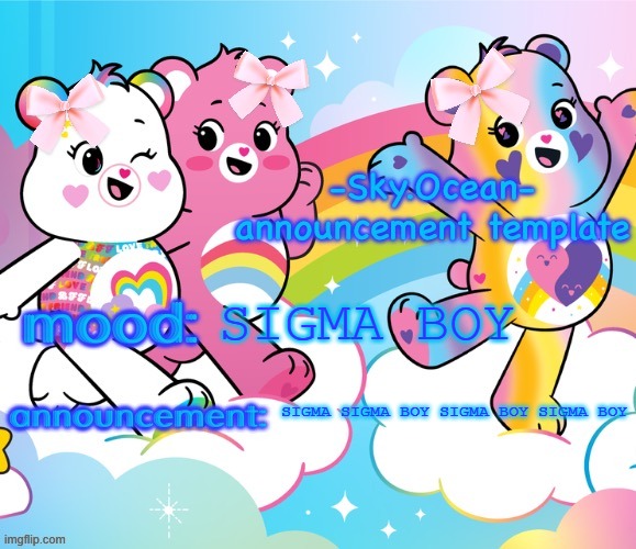 SIGMA BOY | SIGMA BOY; SIGMA SIGMA BOY SIGMA BOY SIGMA BOY | image tagged in -sky ocean- s new announcement template | made w/ Imgflip meme maker