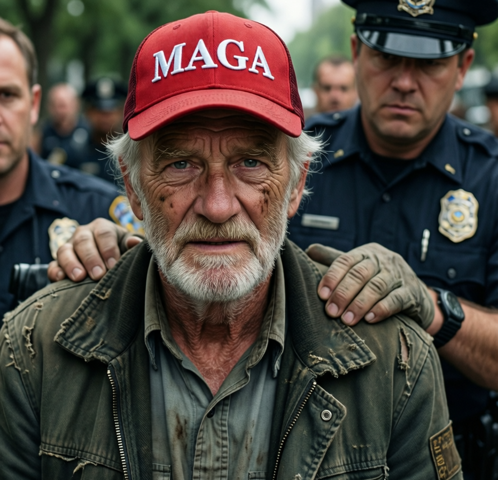 MAGA derelict drunk homeless arrested police Blank Meme Template