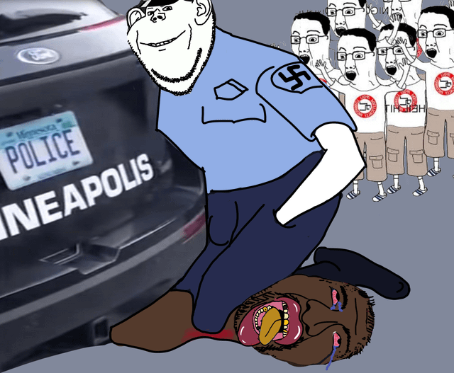 Chudjak's celebrate as Impjak kneels on George Floyd's neck Blank Meme Template