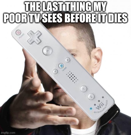 poor tv | the last thing my poor tv sees before it dies | image tagged in eminem video game logic | made w/ Imgflip meme maker