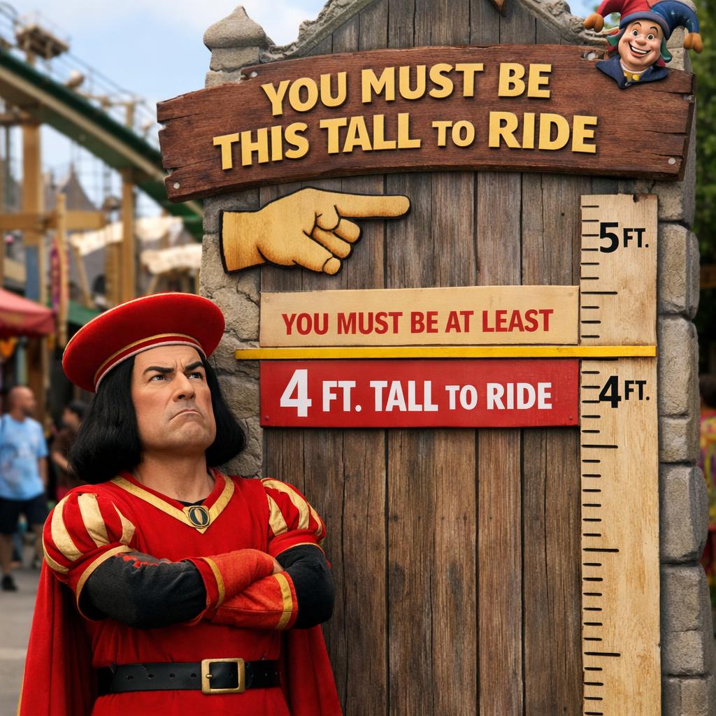 Lord farquaad you must be this tall to ride this ride Blank Meme Template