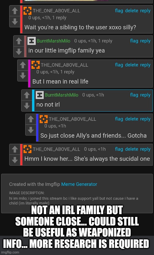 Not an irl family but someone close... Could still be useful as weaponized info... More research is required | made w/ Imgflip meme maker