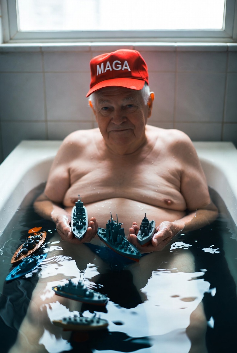 MAGA old elderly man bathtub toy ships Navy Blank Meme Template