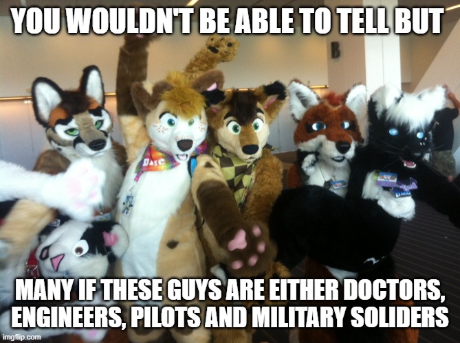 I'm just scraping the surface here. | You wouldn't be able to tell but; Many if these guys are either Doctors, engineers, pilots and military soliders | image tagged in furries | made w/ Imgflip meme maker