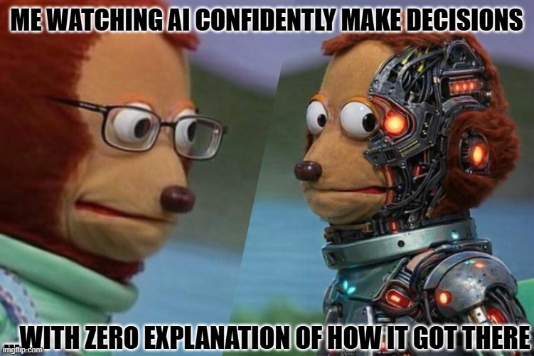 Me watching AI confidently make decisions; …with zero explanation of how it got there | made w/ Imgflip meme maker