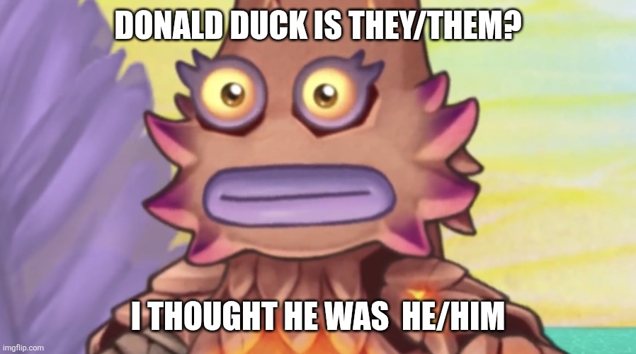 Stare | Donald duck is they/them? I thought he was  he/him | image tagged in stare | made w/ Imgflip meme maker