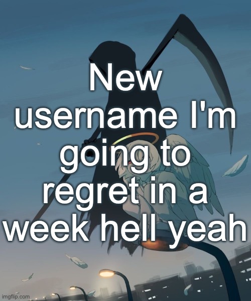 Avogado6 | New username I'm going to regret in a week hell yeah | image tagged in avogado6 | made w/ Imgflip meme maker