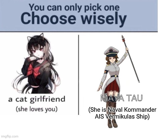 Choose Your Wisely | MAYA TAU; (She is Naval Kommander
AIS Vermikulas Ship) | image tagged in choose wisely,maya tau,kommander | made w/ Imgflip meme maker