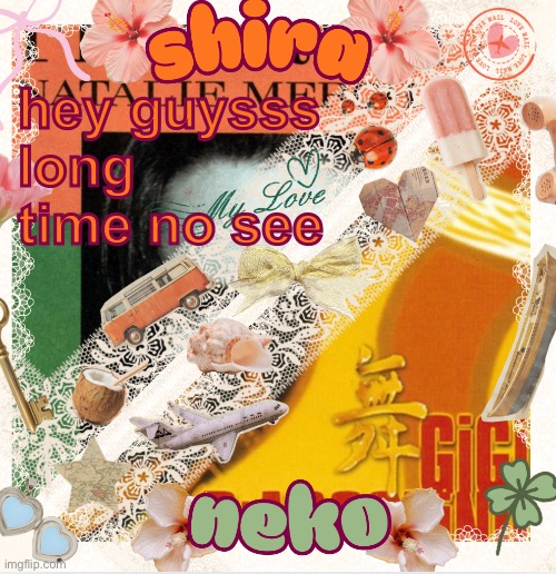 i missed yall. still straight tho cant catch me slacking none | hey guysss
long time no see | image tagged in neko and shira shared temp 3 | made w/ Imgflip meme maker