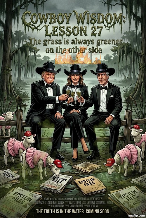 COWBOY WISDOM: LESSON 27 | image tagged in cowboy wisdom,cowboy father and son,leonardo dicaprio cheers,laughing leo,drain the swamp,memes | made w/ Imgflip meme maker