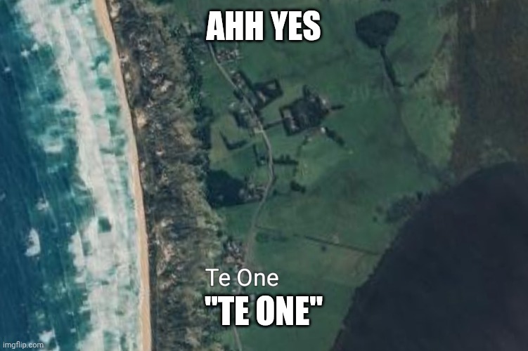 Yup that's "The one" lmfao (it's on that little island east of NZ | Ahh yes; "Te one" | image tagged in funny,new zealand | made w/ Imgflip meme maker