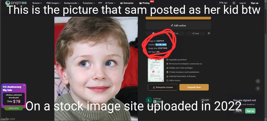 People told me to post this | This is the picture that sam posted as her kid btw; On a stock image site uploaded in 2022 | made w/ Imgflip meme maker