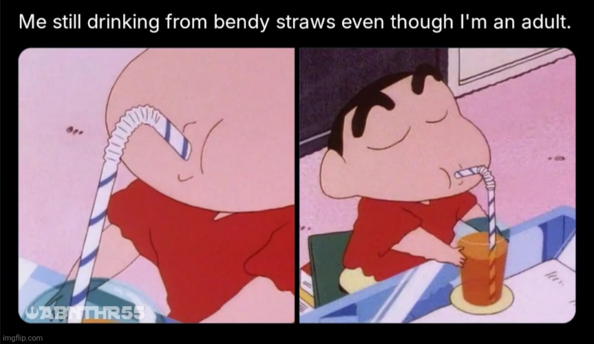 CRAYON SHIN-CHAN | image tagged in memes,anime,crayon shin-chan,adult,straws,drinking | made w/ Imgflip meme maker