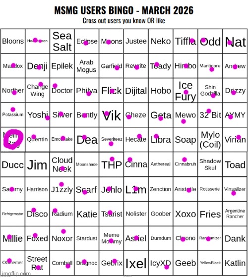 wait what's the point in this bingo | image tagged in msmg users bingo march 2026 | made w/ Imgflip meme maker