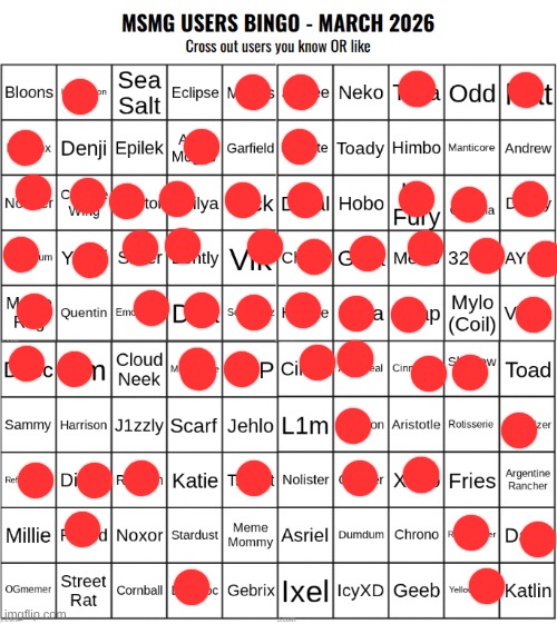 all the good ones are at the top | image tagged in msmg users bingo march 2026 | made w/ Imgflip meme maker