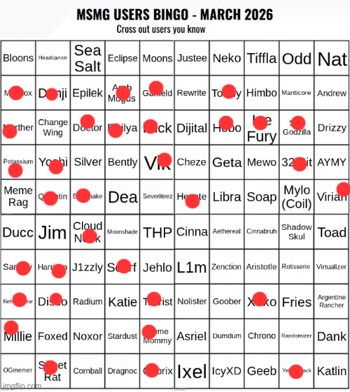 These are people that are in my DMs, btw | image tagged in msmg users bingo march 2026 | made w/ Imgflip meme maker
