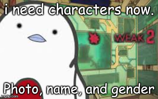 Weak | i need characters now. Photo, name, and gender | image tagged in weak | made w/ Imgflip meme maker