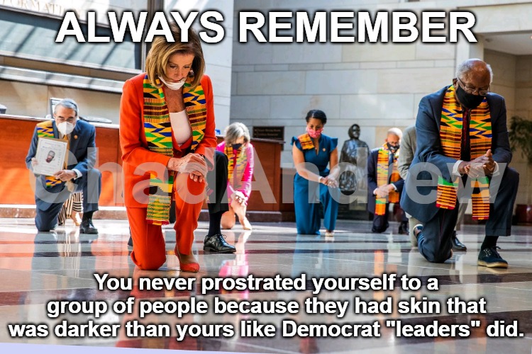 They looked ridiculous. | Always Remember; You never prostrated yourself to a group of people because they had skin that was darker than yours like Democrat "leaders" did. | image tagged in democrats kneeling,democrats,boot licking,weirdo | made w/ Imgflip meme maker