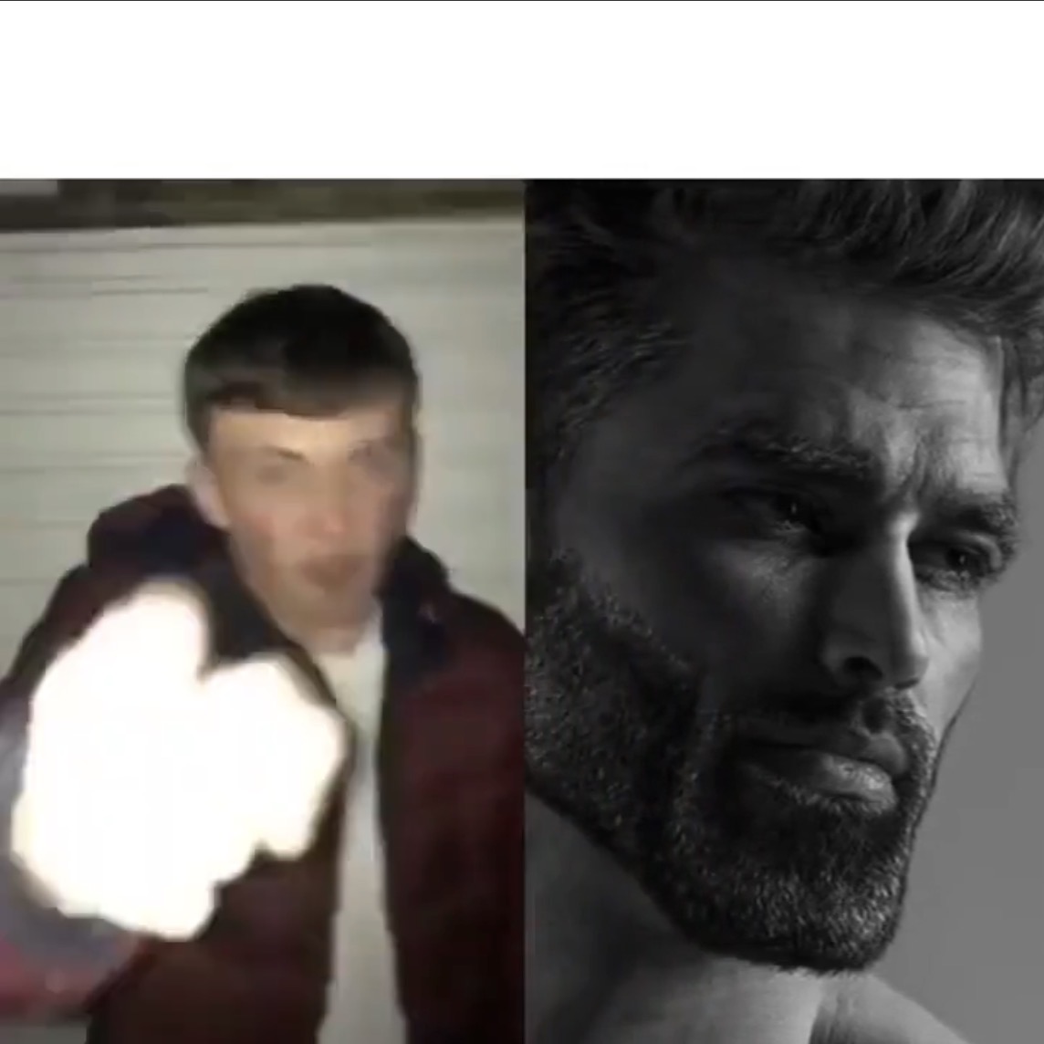 Arguing man and gigachad Blank Meme Template