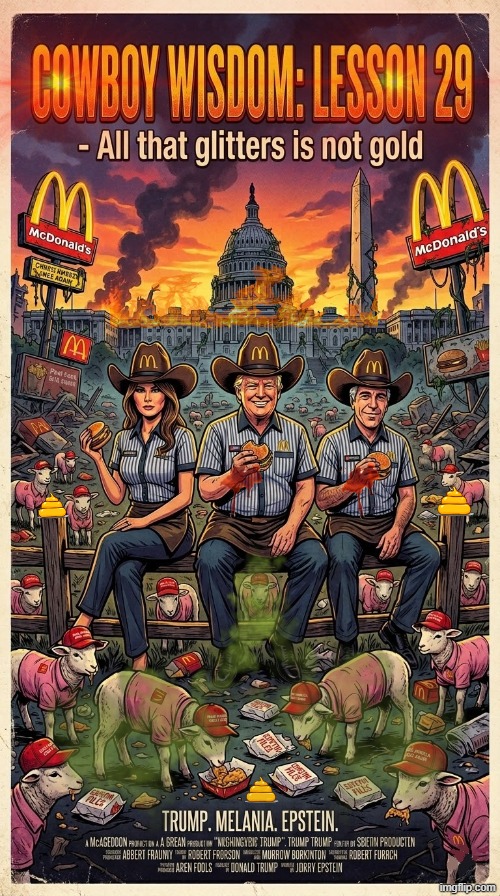COWBOY WISDOM: LESSON 29 | image tagged in cowboy wisdom,cowboy father and son,mcdonalds,ronald mcdonald,hamburger,memes | made w/ Imgflip meme maker