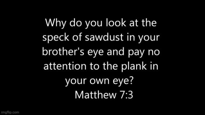 Matthew 7:3 | image tagged in matthew 7 3 | made w/ Imgflip meme maker