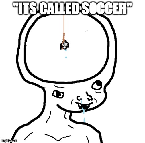 cry more it's called football | "Its called soccer" | image tagged in dumb wojak,idiots,idiot,dumb,dumbass | made w/ Imgflip meme maker