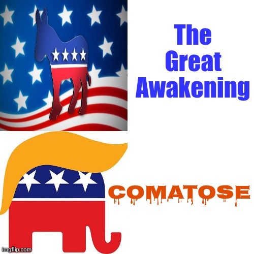 Sleep Walking Through Life | The Great Awakening; Comatose | image tagged in memes,drake hotline bling,maga,republican party,conservative hypocrisy,liars | made w/ Imgflip meme maker