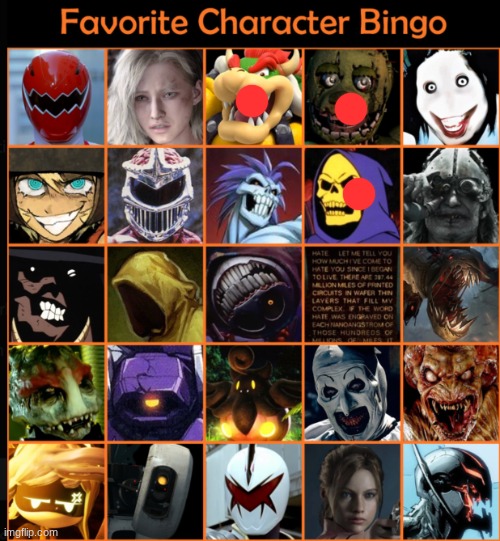 these characters are so out of pocket | image tagged in pastra's character bingo | made w/ Imgflip meme maker