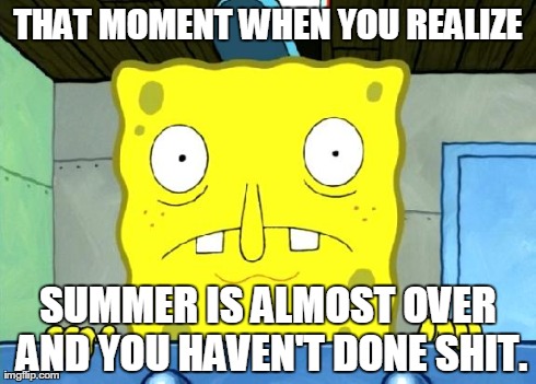 THAT MOMENT WHEN YOU REALIZE SUMMER IS ALMOST OVER AND YOU HAVEN'T DONE SHIT. | image tagged in 2shocked | made w/ Imgflip meme maker