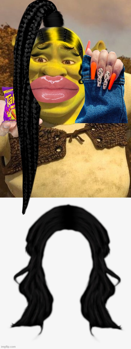 baddie shrek | image tagged in smiling shrek | made w/ Imgflip meme maker