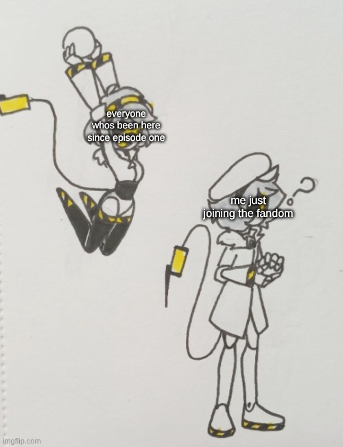 V dunks on N | everyone whos been here since episode one; me just joining the fandom | image tagged in v dunks on n | made w/ Imgflip meme maker