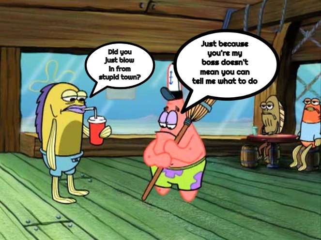 Did you just blow in from stupid town | Did you just blow in from stupid town? Just because you're my boss doesn't mean you can tell me what to do | image tagged in did you just blow in from stupid town,slavic | made w/ Imgflip meme maker